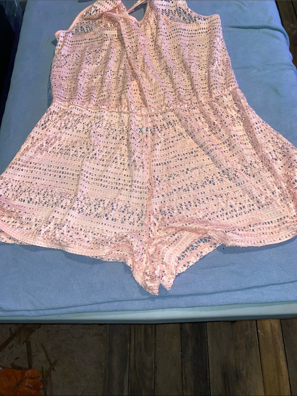 No Boundaries Pink Crochet Lace Romper
